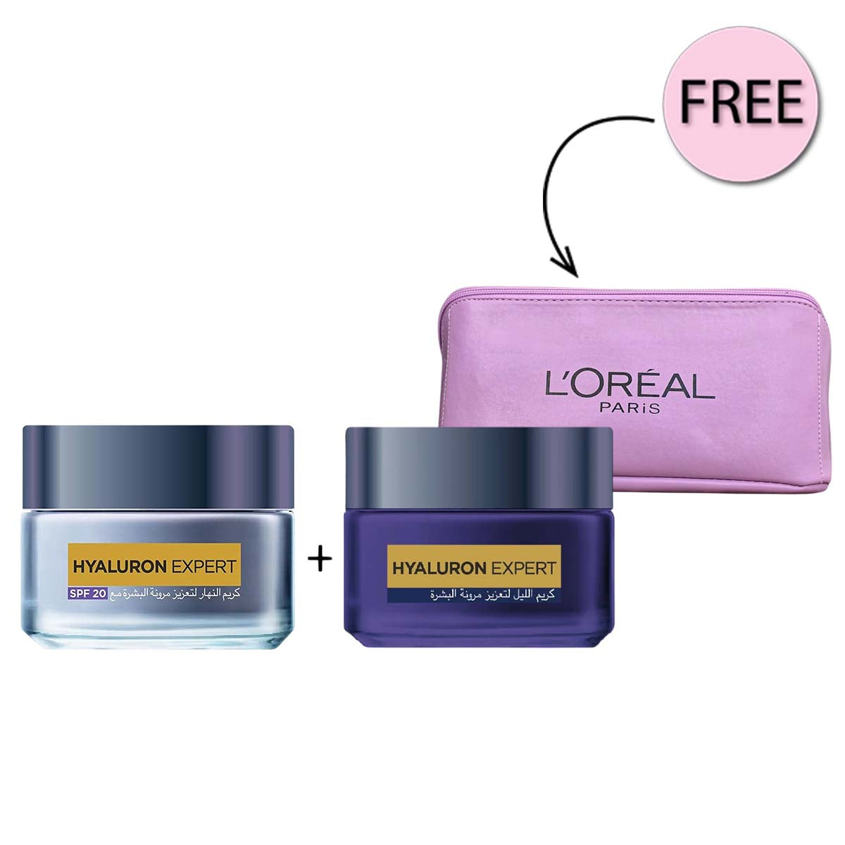 Loreal Hyaluron Expert Day Cream 50ml + Loreal Hyaluron Expert Night Cream 50ml - 20% Discount + Free Bag