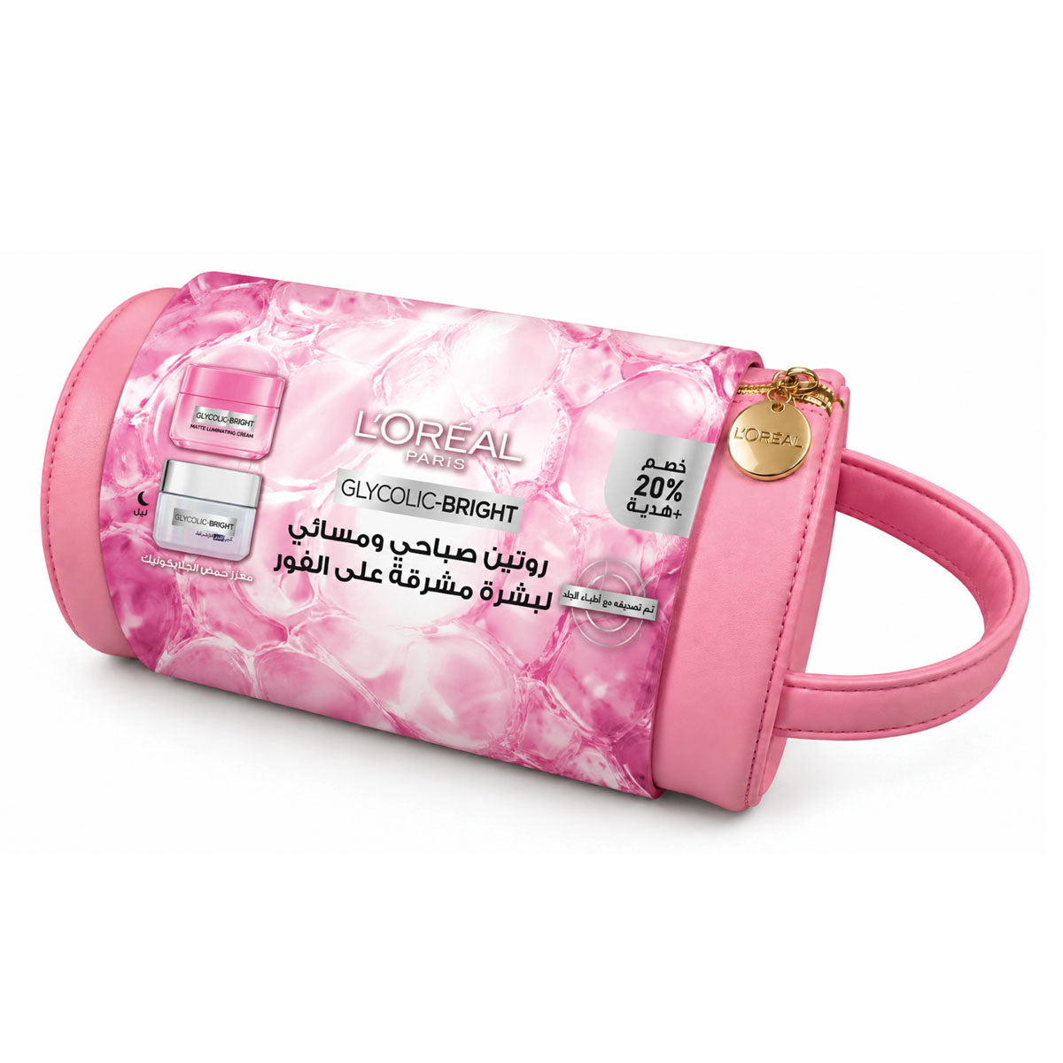 Loreal Paris Glycolic Bright LUMI Matte + Night Cream 20% Offer + Free Bag
