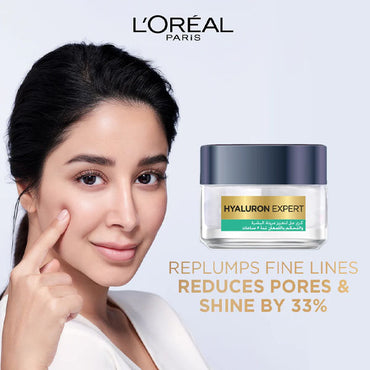 لوريال باريس هيالورون إكسبيرت 8 ساعات للتحكم في اللمعان جل كريمي لإعادة ملء البشرة 50 مل