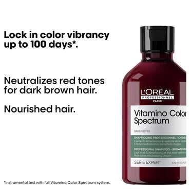 Loreal Professional Series Expert Vitamino Color Spectrum Green Shampoo - For Brown Hair 300ml
