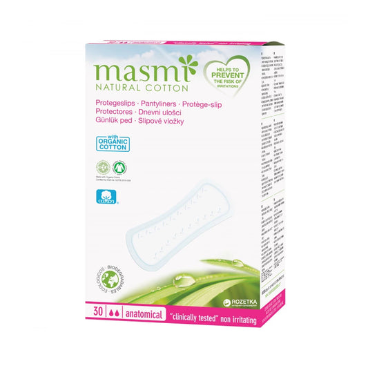 Masmi Classic Anatomical Pantyliners Organic Cotton 30 Pieces