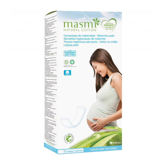 Masmi Maternity Pads, Organic Cotton, 10 Pieces
