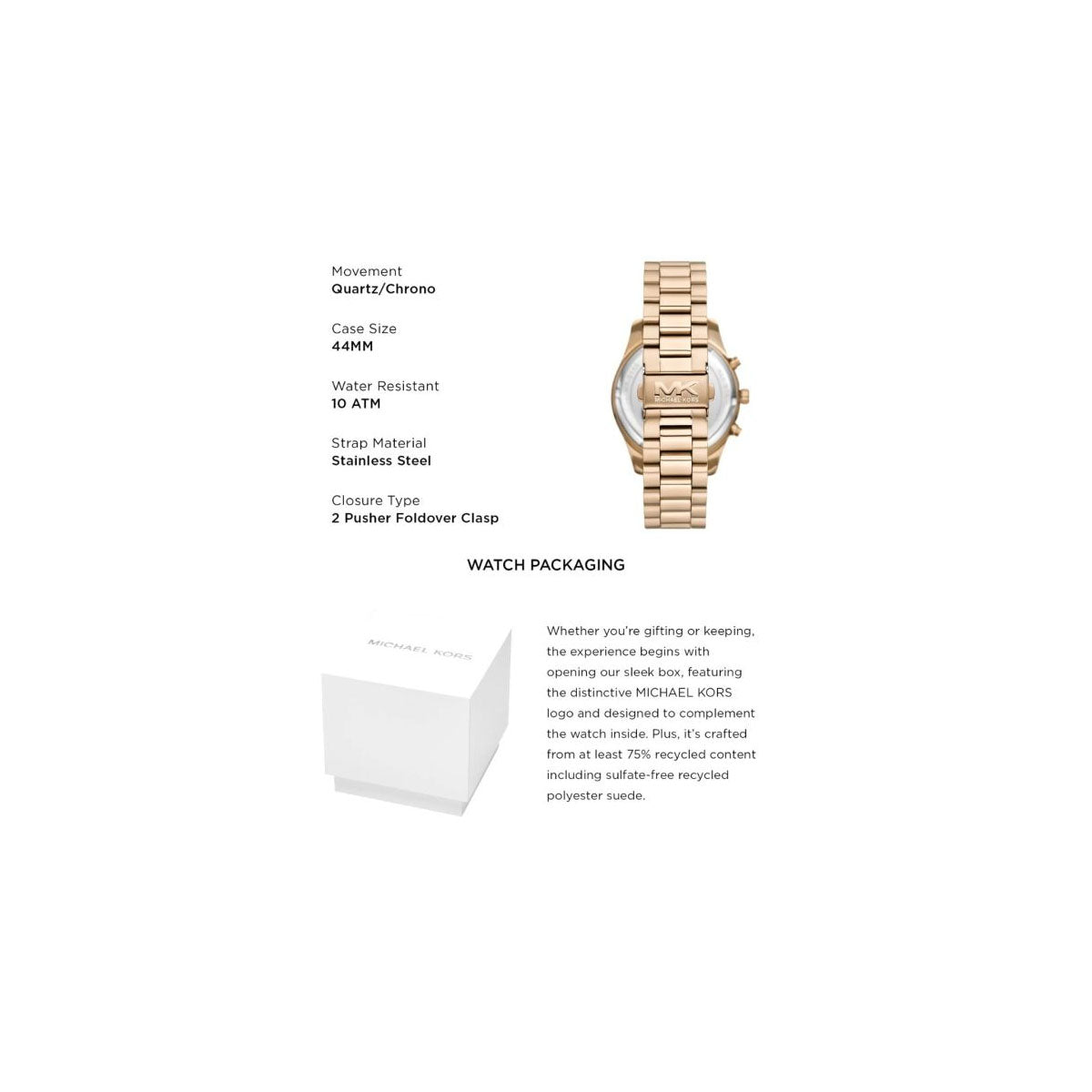 Michael Kors MK8286 Men’s Watch 45 Mm Gold