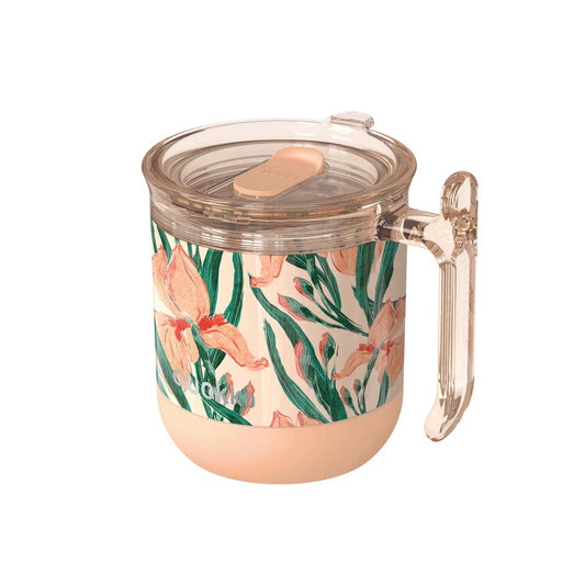 Quokka Drop Safe Thermal Stainless Steel Mug - Wave Floral Peach 260 ML