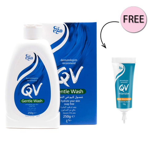Qv Gentle Body Wash 250 Gram + Free Qv Body Moisturizer 10g