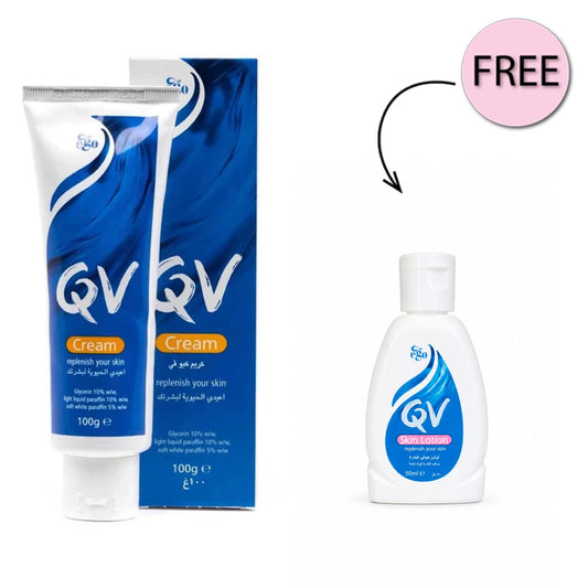 Qv Moisturising Cream 100 Gram+ Free Qv Skin Lotion 50ml