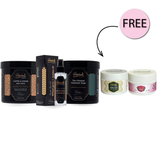 Raghad Organics Bride Package + Free Argan Hair Treatment 50ml + Free Touch Me Rose Body Scrub 50ml