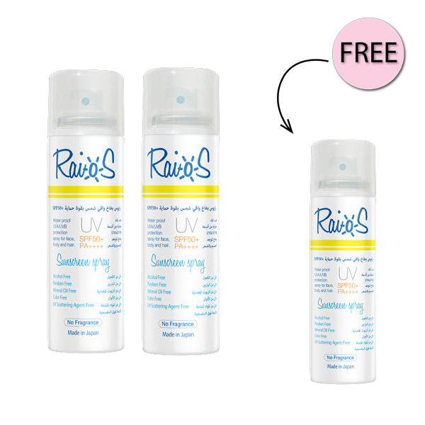 Raios Uv Sp50+ Sunscreen Spray 2 Pack + 1 Free Offer 70ml