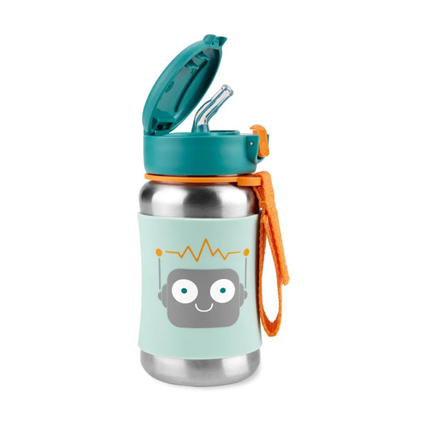 Skip Hop Spark Style Stainless Steel Straw Bottle - Robot