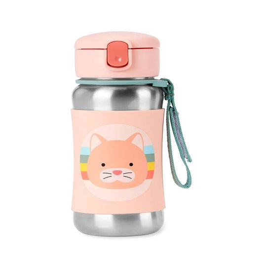 Skip Hop Zoo Stainless Steel Insulated Water Straw Bottle - Cat