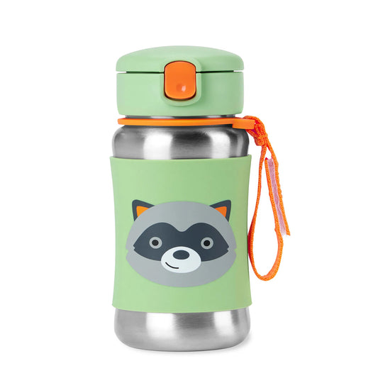 Skip Hop Zoo Stainless Steel Insulated Water Straw Bottle - Raccoon