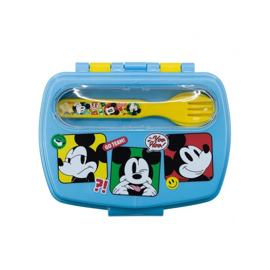 Stor Funny Sandwich Box With Cutlery Mickey Mouse Fun-tastic