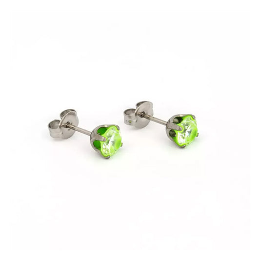 Studex 5mm Cubic Zirconia Neon Green Allergy-free Stainless Steel Ear Studs