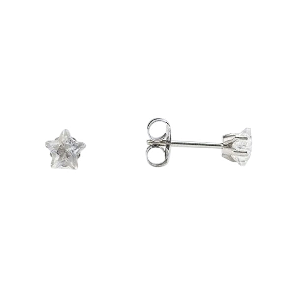 Studex Sensitive Star Cut Cubic Zirconia Stud Earrings 5mm