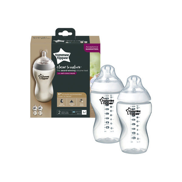 Tommee Tippee Closer To Nature 2x 340ml Bottles تومي تيبي رضاعة اطفال 340مل Beauty Box