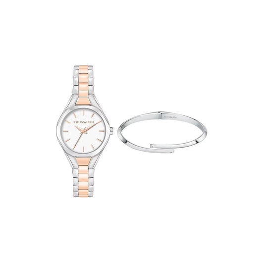 Trussardi Metropolitan R2453159503 Women's Watch 30mm Silver Gold Gift Set