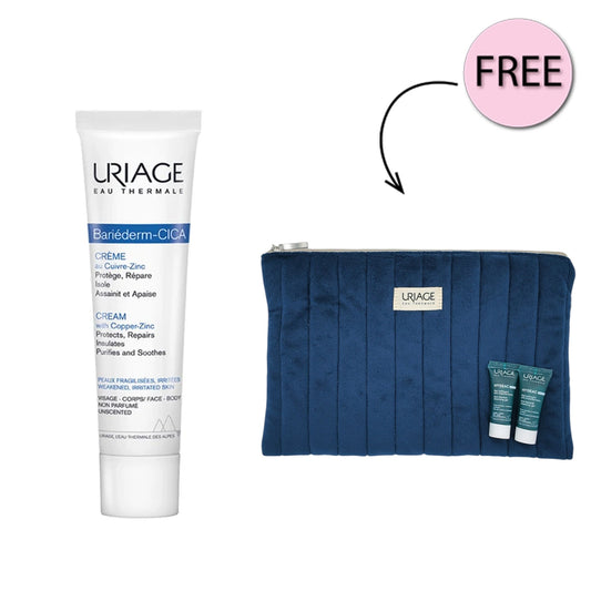 Uriage Bariéderm Repairing Cica-cream With Cu-zn 40ml + Free Bag