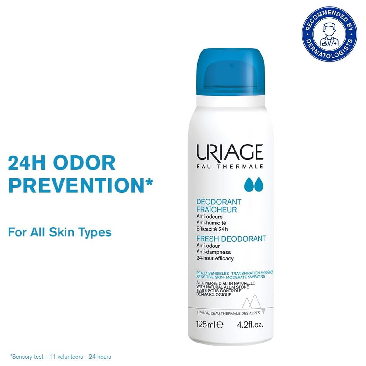 Uriage Fresh Deodorant Spray for Sensitive Skin 24h Protection 125ml