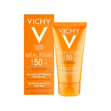 واقي شمس فيشي كابيتال سوليل دراي تاتش مضاد لللمعان للبشرة المختلطة إلى الدهنية بعامل حماية من الشمس 50، 50 مل
