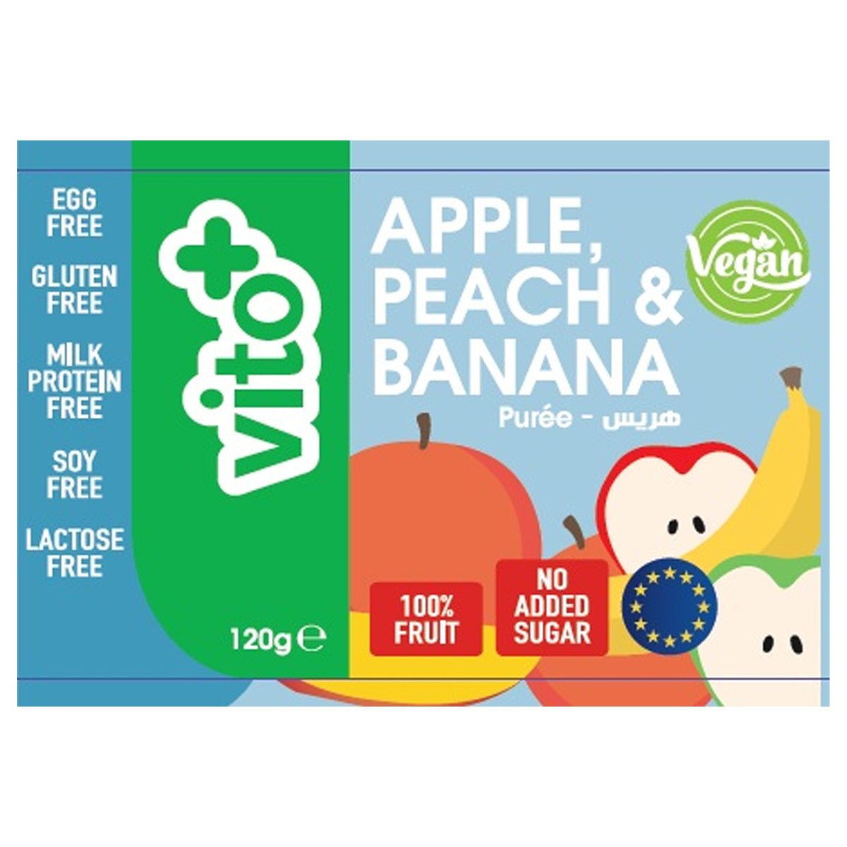 Vito+ Baby Apple Peach & Banana Here 120g