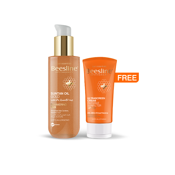 Beesline Suntan Oil Gold + Free Ultrascreen Cream Invisible Sunfilter