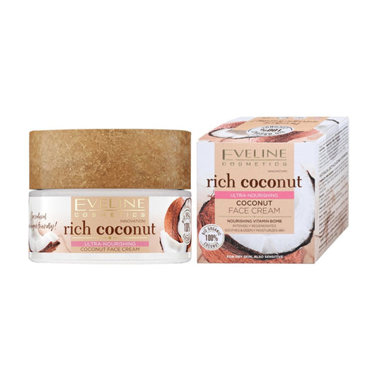 EVELINE RICH COCONUT FACE CREAM FOR DRY AND SENSITIVE SKIN 50ML
