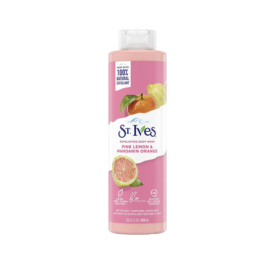 ST IVES RADIANT SKIN PINK LEMON & MANDARIN ORANGE EXFOLIATING BODY WASH 650ML