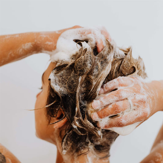 girl and hair with shampoo