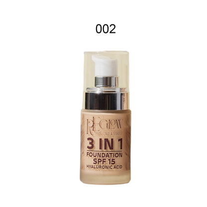 Reglow Skin Care & Makeup 3in1 Foundation Spf 15 With Hyaluronic Acid