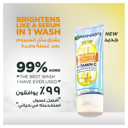 Garnier Skinactive Fast Bright Vitamin C Serum Cleanser Face Wash 100ml