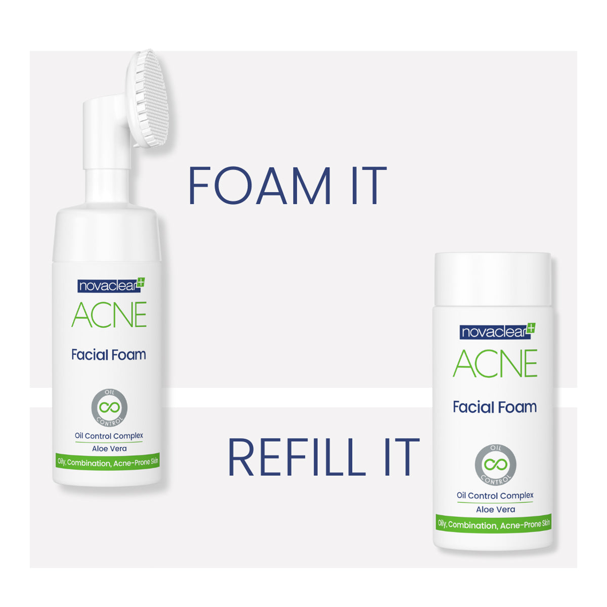 Novaclear Acne Facial Foam 100ml + Facial Foam Refill 100ml Novaclear Acne Facial Foam 100ml + Facial Foam Refill 100ml