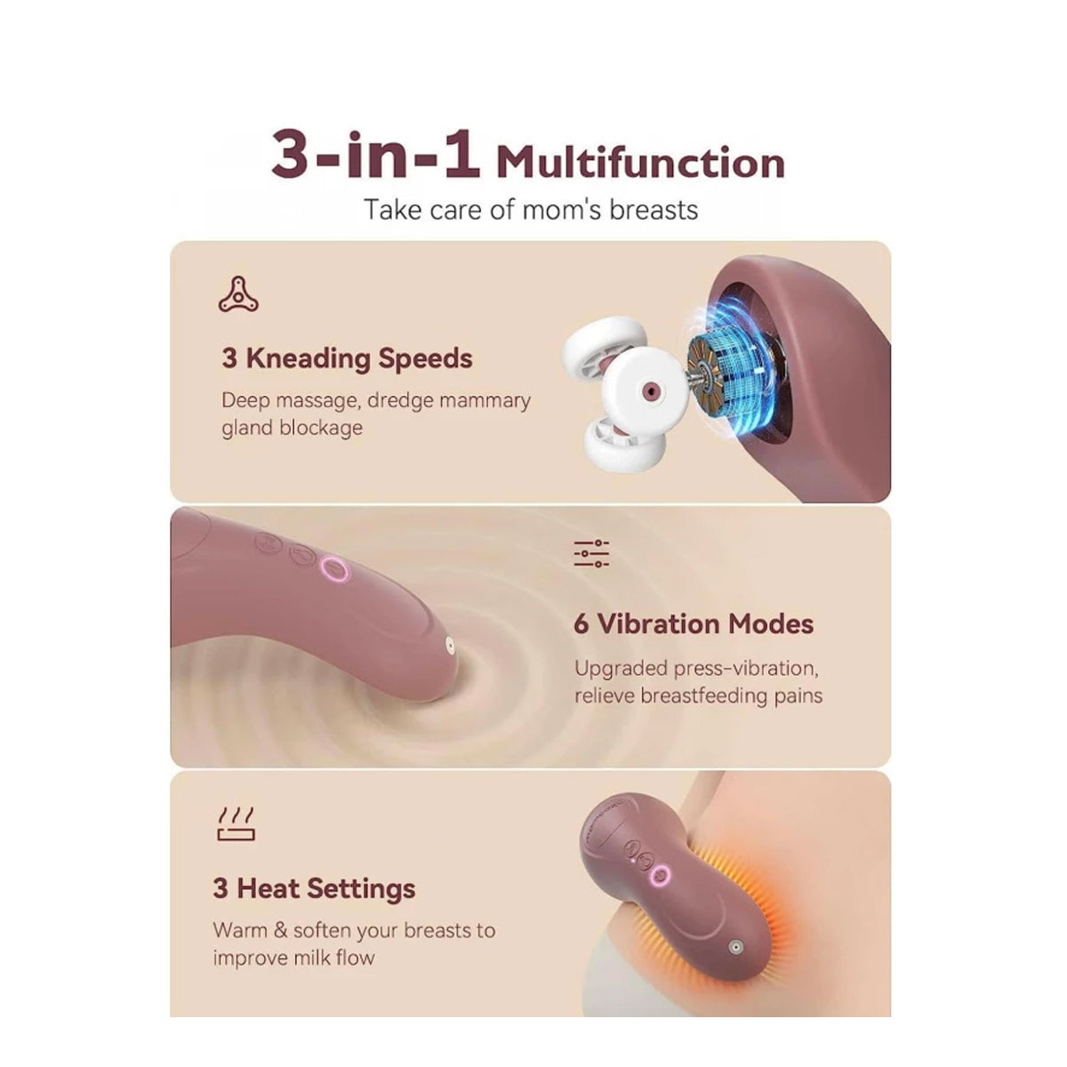 Momcozy 3-in-1 Kneading Lactation Massager