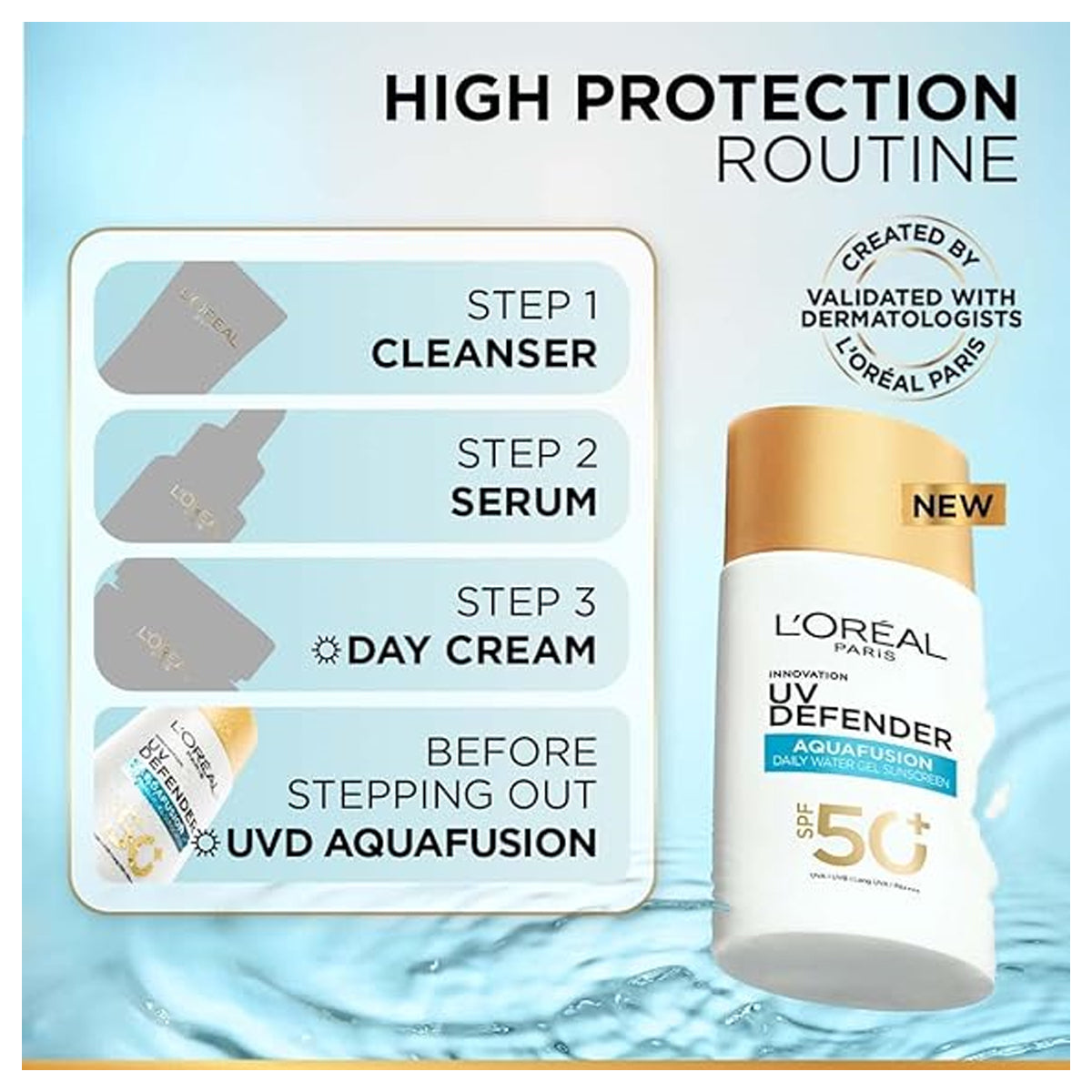 Loreal Paris UV Defender Aquafusion Daily Water Gel Sunscreen SPF50+ 50ml
