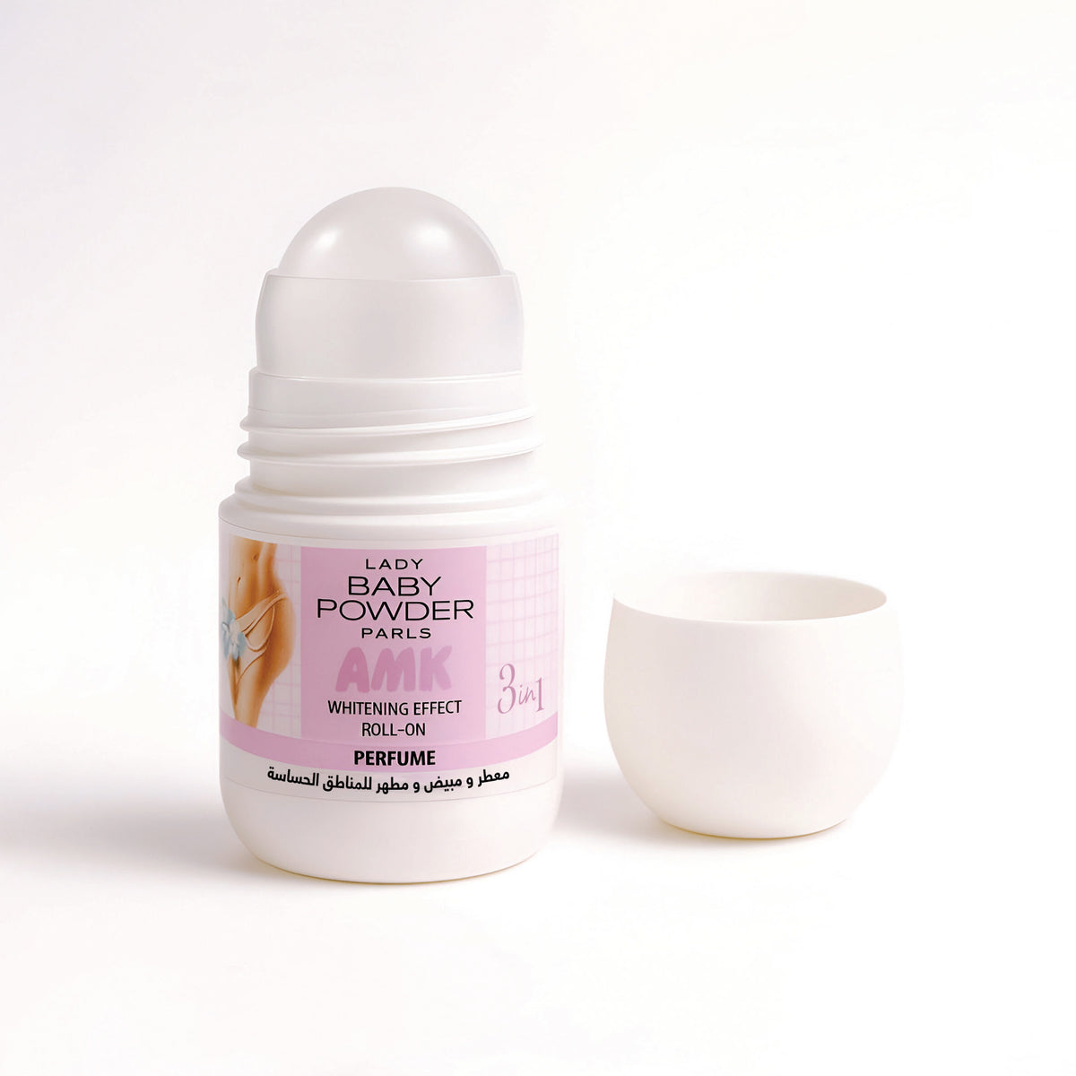AMK Lady Baby Powder Whitening Roll على 50 مل AMK Lady Baby Powder Whitening Roll على 50 مل