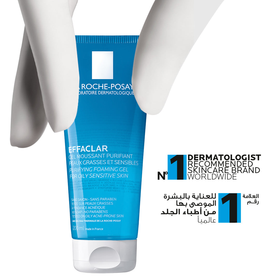 La Roche-Posay Effaclar Acne Foaming Cleansing Gel for Oily and Acne Prone Skin 200ml + 2 Free Effaclar Duo 3ml