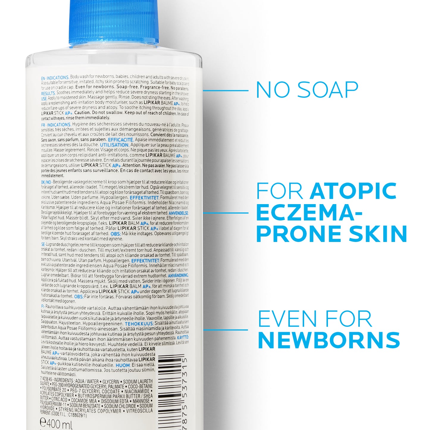 La Roche-Posay Lipikar Syndet AP+ Body Wash for Eczema Prone Skin 400ml