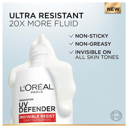 L'Oreal Paris UV Defender مقاومة غير مرئية يوميًا 50SPF واقية من الشمس 50 مل.