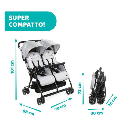 Chicco Ohlala Twin Stroller Silver Cat