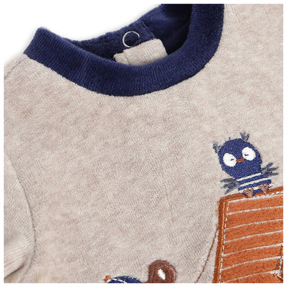 Chicco Boys Dark Blue Applique Smock with Legging 6 Months