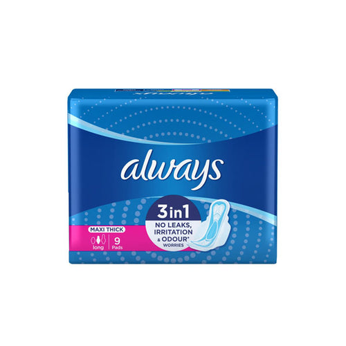 ALWAYS 3-IN-1 MAXI THICK LONG SANITARY PADS WITH WINGS 9 PADS