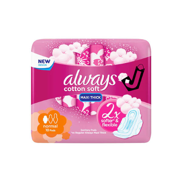 ALWAYS BREATHABLE SOFT MAXI THICK NORMAL SANITARY PADS WITH WINGS 10 PADS