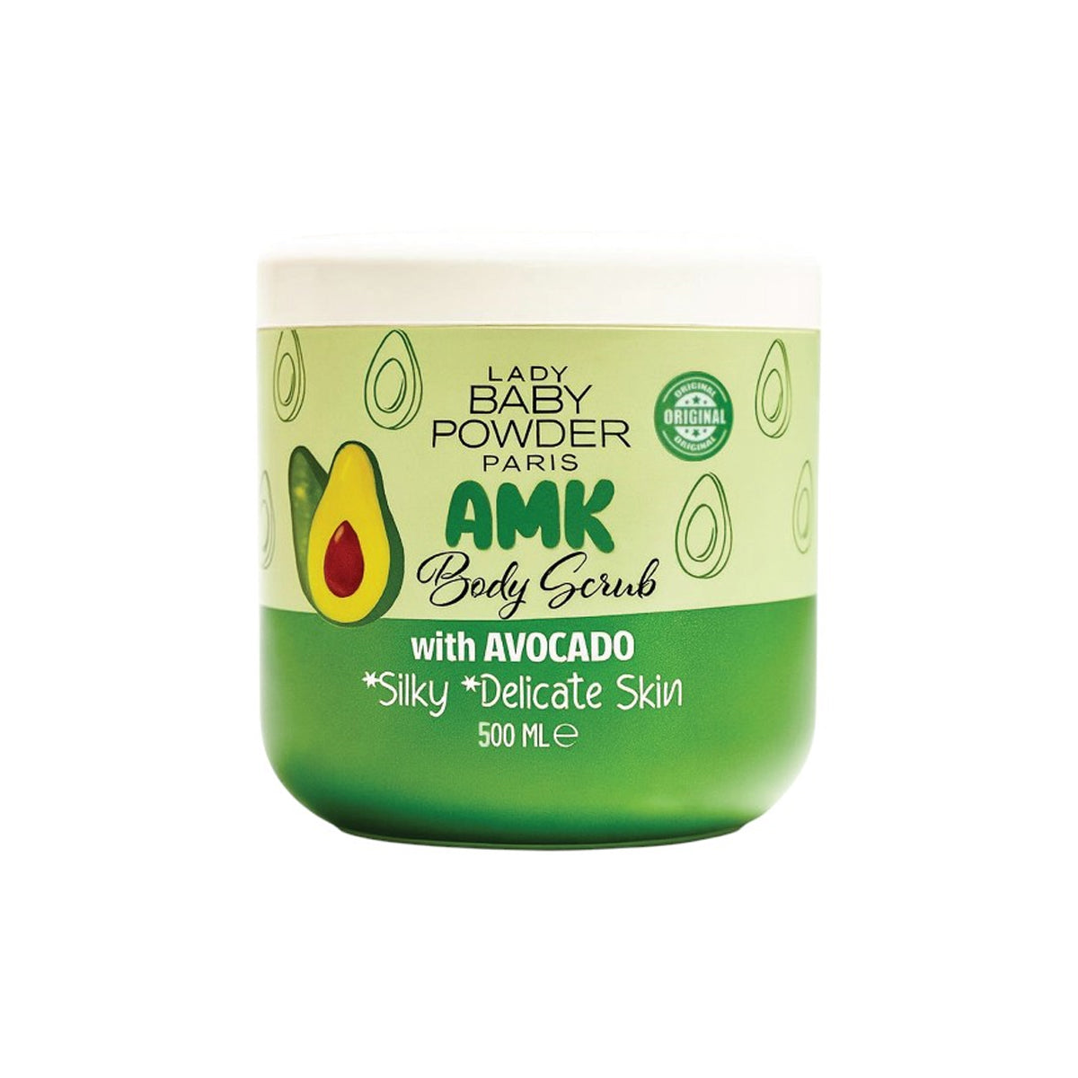 AMK Lady Baby Powder Body Scrub Avocado 500ml AMK Lady Baby Powder Body Scrub Avocado 500ml