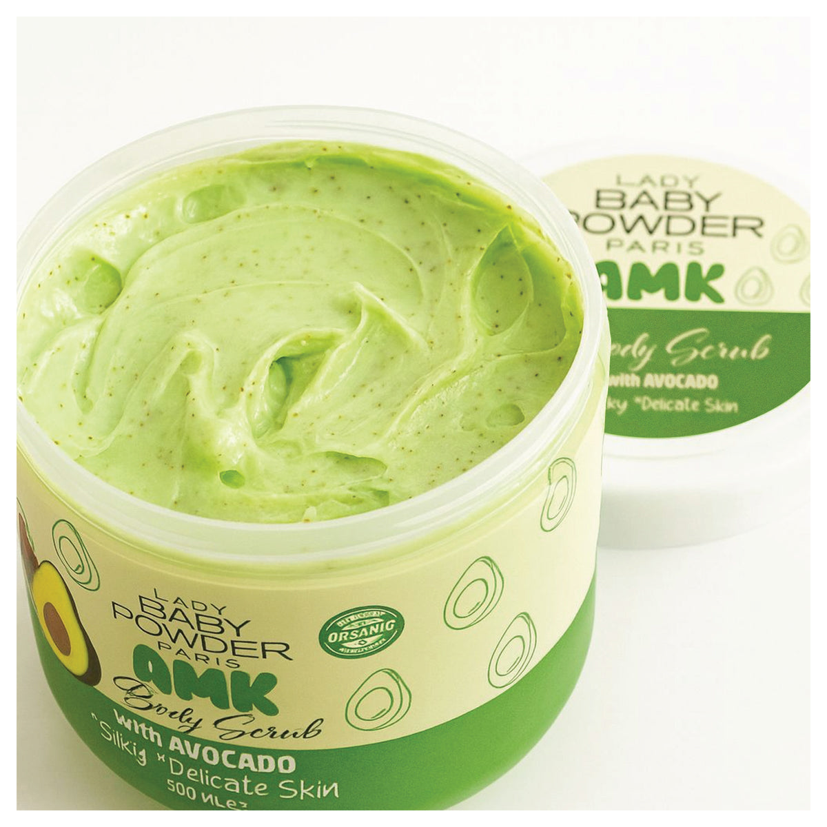 AMK Lady Baby Powder Body Scrub Avocado 500ml AMK Lady Baby Powder Body Scrub Avocado 500ml