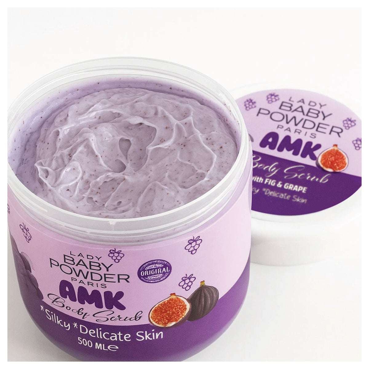 AMK Lady Baby Powder Body Scrub Fig & Grape 500ml AMK Lady Baby Powder Body Scrub Fig & Grape 500ml