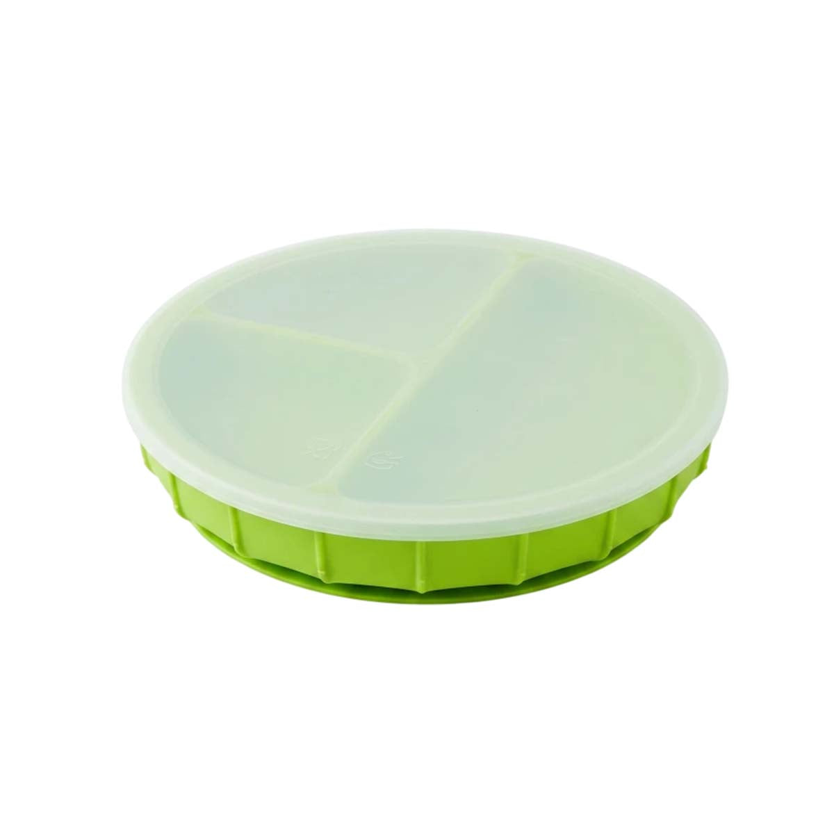 Ababy Silicone Suction Plate With Transparent Lid Three Divided Sections For Baby Feeding