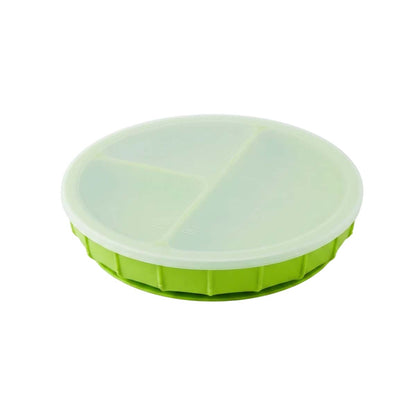 Ababy Silicone Suction Plate With Transparent Lid Three Divided Sections For Baby Feeding