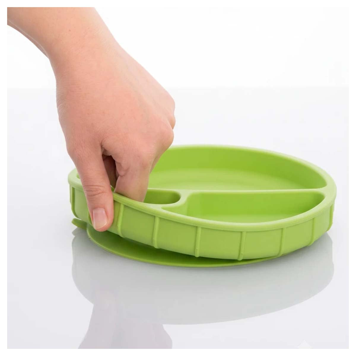Ababy Silicone Suction Plate With Transparent Lid Three Divided Sections For Baby Feeding