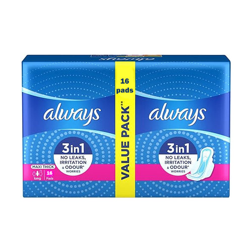 Always 3-in-1 Maxi Thick Long Sanitary Pads With Wings 16 Pads