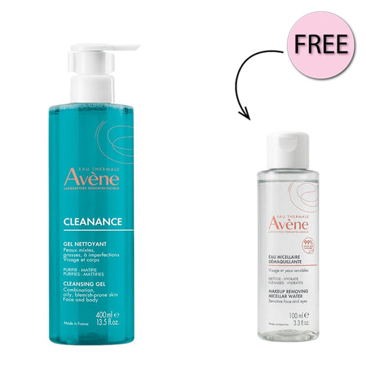 Avene Cleanance Gel Cleanser 400ml +Free Avene Micellar Water 100ml