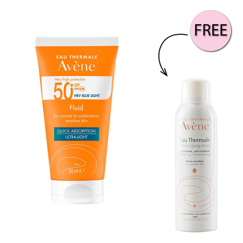 Avene Fluid Sunscreen 50ml + Free Thermal Water 50ml